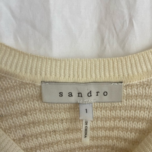 Sandro Paris Ivory Sequin Scoop Neck Sweater Size 1 (S) - Picture 11 of 16